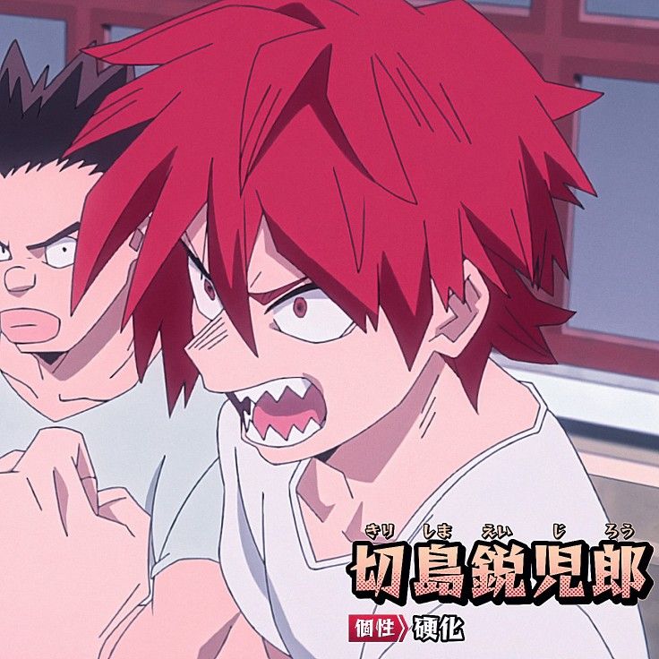 two young men with red hair are staring at each other in an animated anime scene