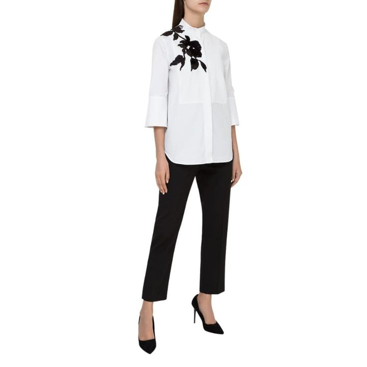 Silky cotton shirt featuring a floral embroidery made out of miniature sequins, which effectively reflect the light with movement. Cotton: 100%Made in Italy Valentino Runway, White Floral Embroidery, Shirt With Tie, Embroidery Cotton, Sleeveless Maxi Dress, White Bag, Floral Embroidery, Birmingham, Making Out