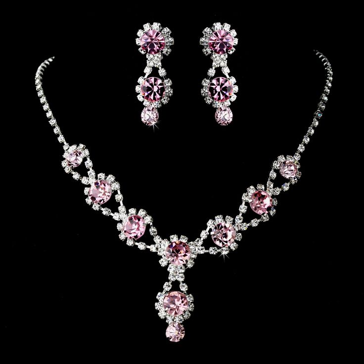 Affordable Elegance Bridal - Light Rose Pink Prom and Bridesmaid Jewelry, $49.99 (https://affordableelegancebridal.com/light-rose-pink-prom-and-bridesmaid-jewelry/) Silver Necklace Prom, Pink Jewelry Set, Crystal Wedding Tiaras, Bridal Earrings Drop, Bridesmaid Jewelry Sets, Light Rose, Silver Jewellery Sets, Wedding Bridal Jewellery, Rhinestone Bridal