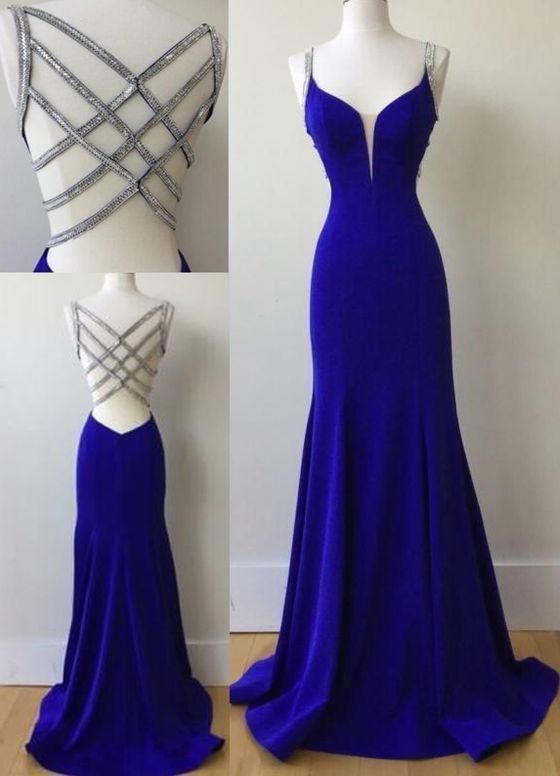 Sexy Mermaid Spaghetti Straps Royal Blue Long Prom Dress With Beading Royal Blue Formal Dresses, डिजाइनर कपड़े, Prom Dresses Long Mermaid, Royal Blue Prom Dresses, Blue Dress Formal, Elegant Prom Dresses, Blue Evening Dresses, Beaded Prom Dress, Backless Prom Dresses