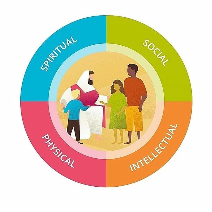 the four sections of social interaction are labeled in different colors and styles, including red, green, blue, yellow, and orange