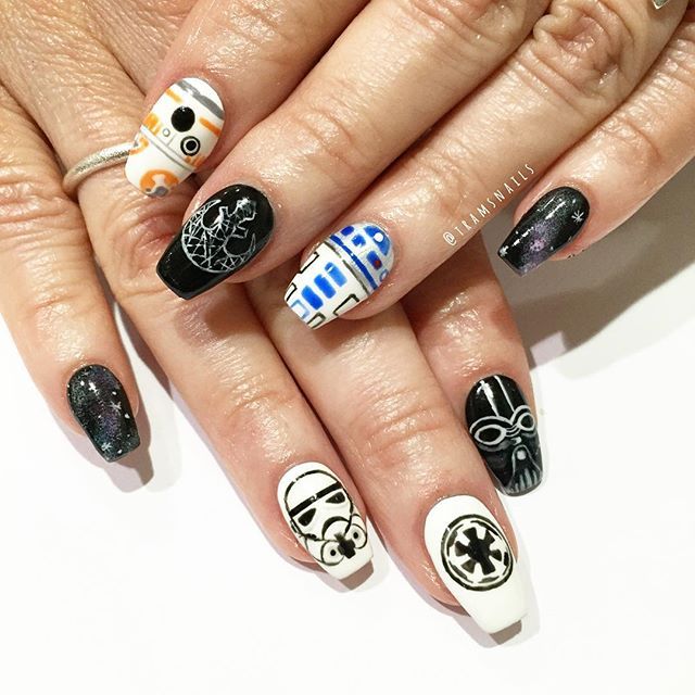 Disney Nails Acrylic, Star Wars Nails, Fun Summer Nails, Ten Nails, Funky Nail Art, Makeup Nails Designs, Nail Art Disney, Disney Nails, Princess Leia