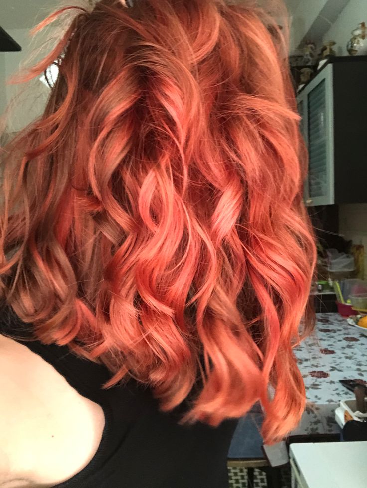 Pinkish Orange Hair, Dark Peach Hair, Coral Hair Color, Pink Peach Hair, Hair Stages, Coral Hair, Different Shades Of Red, Peach Hair, Cream Hair