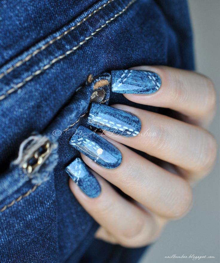 nailbamboo: Jeans nails Blue Jeans Nails, Jeans Nails, Lace Nail Design, Nail Whitening, Nail Training, Western Nails, Baby Blue Nails, Square Nail Designs, Lace Nails