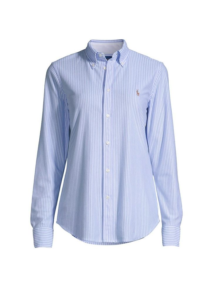 Polo Ralph Lauren Classic Striped Button-Front Shirt in Blue - $ 98.50 Ralph Lauren Button Up, Ralph Lauren Striped Shirt, Easy Hairstyles For Thick Hair, Wishlist 2024, Christian Dior Haute Couture, Polo Ralph Lauren Women, Women's Button Down Shirt, Americana Fashion, Ralph Lauren Women