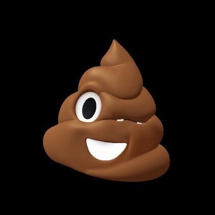 an emoticive poop with big eyes on a black background