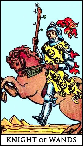 a tarot card with a knight riding on a horse