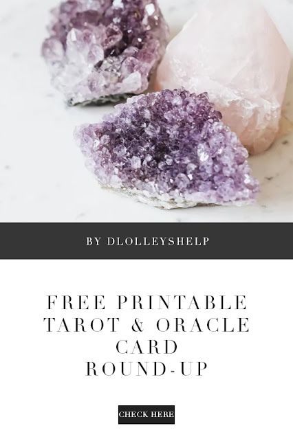 two purple crystals sitting next to each other on top of a white surface with the words free printable tarot & oracle card - up