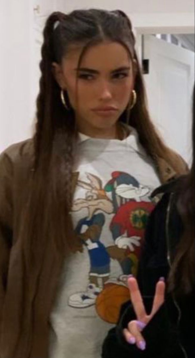 90s Hairstyles Pigtails, Madison Beer Hair Pigtails, Cute Braided Pigtail Hairstyles, 2000 Hairstyles Long Hair, Mean Girls Inspired Hairstyles, T2k Hairstyles, 90s Pigtails Hairstyles, Madison Beer Pigtails, Early 2000s Hairstyles Long