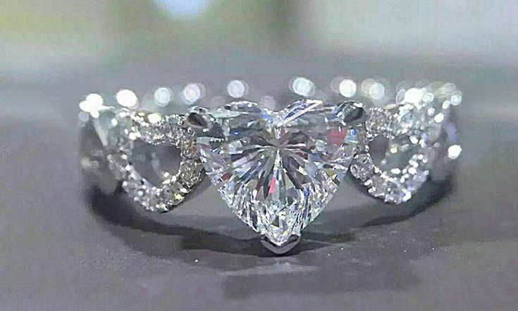 Leo Rosi Clear Heart Shape Cubic Zirconia Rings in 18k White Gold Plated Heart Shaped Engagement Rings, Heart Wedding Rings, 1st December, Heart Jewellery, Heart Rings, Romantic Heart, Heart Engagement Rings, Diamond Heart Ring, October 1st