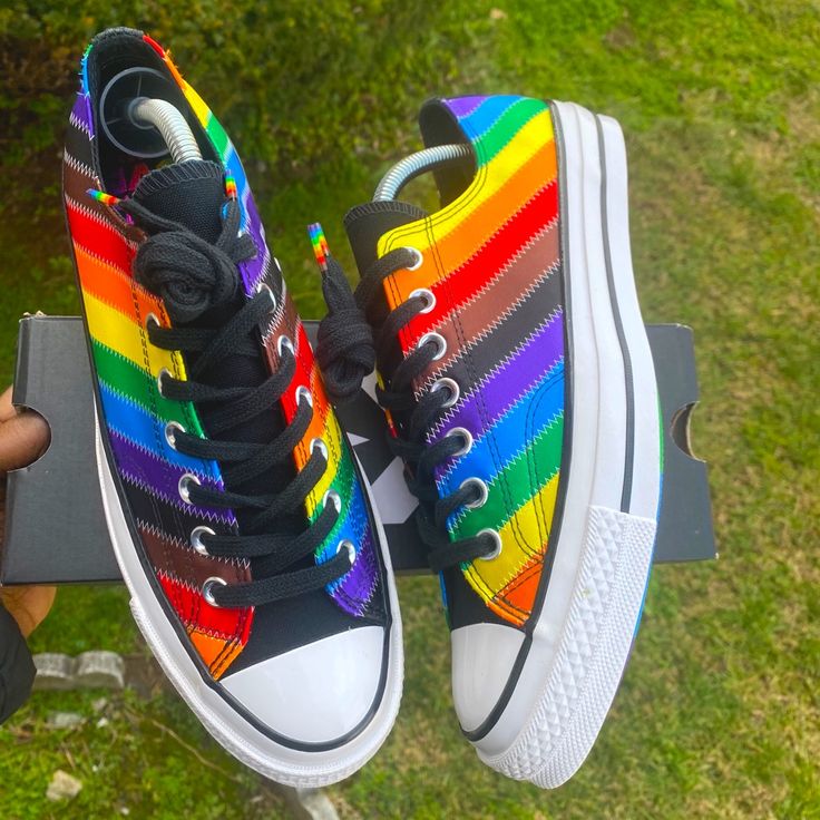 Brand New Never Worn No Box Men 7.5- Women 9.5 X Men 8.5- Women 10.5 Men 9 - Women 11 X Men 10 - Women 12 X Multicolor Custom Sneakers With Vulcanized Sole For Matching, Multicolor Low-top Custom Sneakers With Laces, Multicolor Custom Sneakers With Vulcanized Sole, Rainbow Low-top Custom Sneakers For Streetwear, Rainbow Low-top Sneakers For Streetwear, Multicolor Low-top Canvas Shoes For Streetwear, Multicolor High-top Canvas Shoes With Vulcanized Sole, Multicolor Canvas Shoes With Vulcanized Sole For Streetwear, Rainbow High-top Sneakers With Rubber Sole