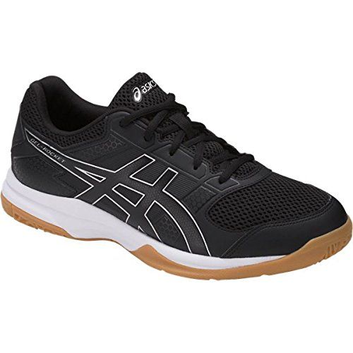 the asics shoes are black and white with brown accents on the upper part of the shoe