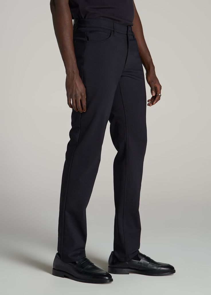 Stay Effortlessly On-Trend in Our 365 Stretch 5-Pocket Pants for Tall Men Unmatched Style in Every Stitch Our 365 Stretch 5-Pocket Men's Tall Pants are all about offering year-round style and an ideal fit. Designed for tall men, these extra-soft pants offer a sleek, tapered fit that's perfect for any event. Experience a new standard in tall men's pants that are as wrinkle resistant as they are comfortable, making them an essential for life on the go. Tapered fit, tailored for tall men over 6' Ex Tall Pants, Soft Pants, Tapered Pants, Pocket Pants, Tall Guys, Slim Fit Men, Slim Legs, Mens Pants, Perfect Pair