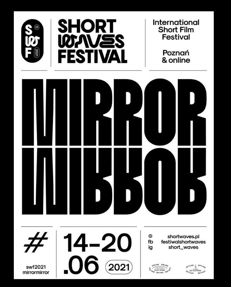 an advertisement for the short film festival mirror mimbobob, with black and white text