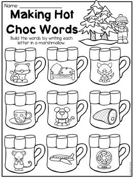 the worksheet for making hot choc words is shown in black and white