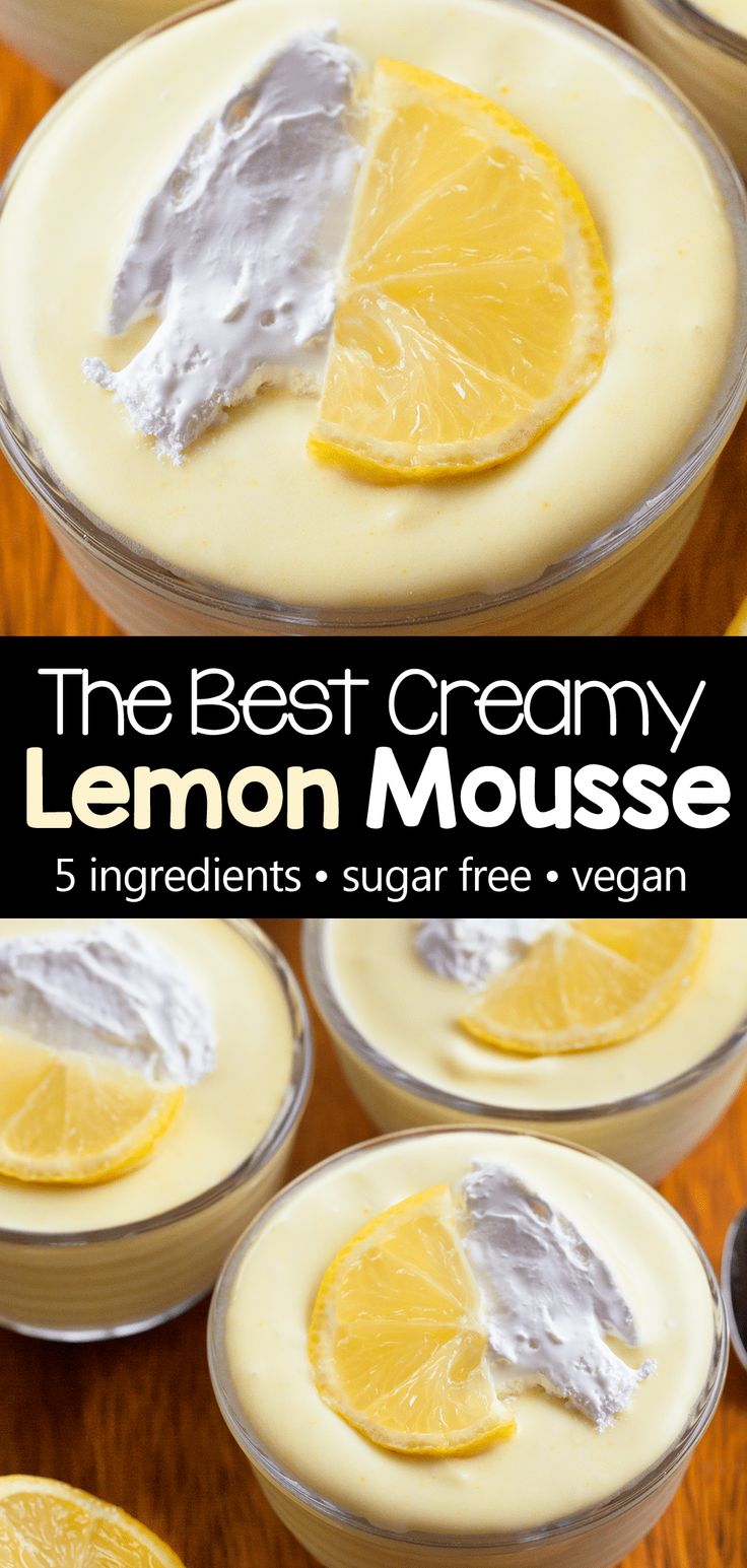 the best creamy lemon mousse is made with 5 ingredients, sugar free and vegan