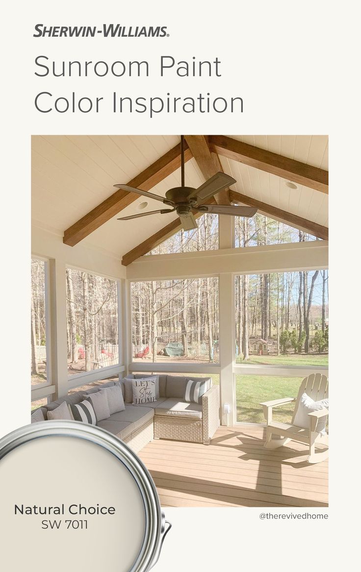 the sunroom paint color is white and has an image of a couch on it