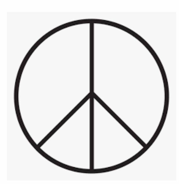 a black and white image of a peace sign