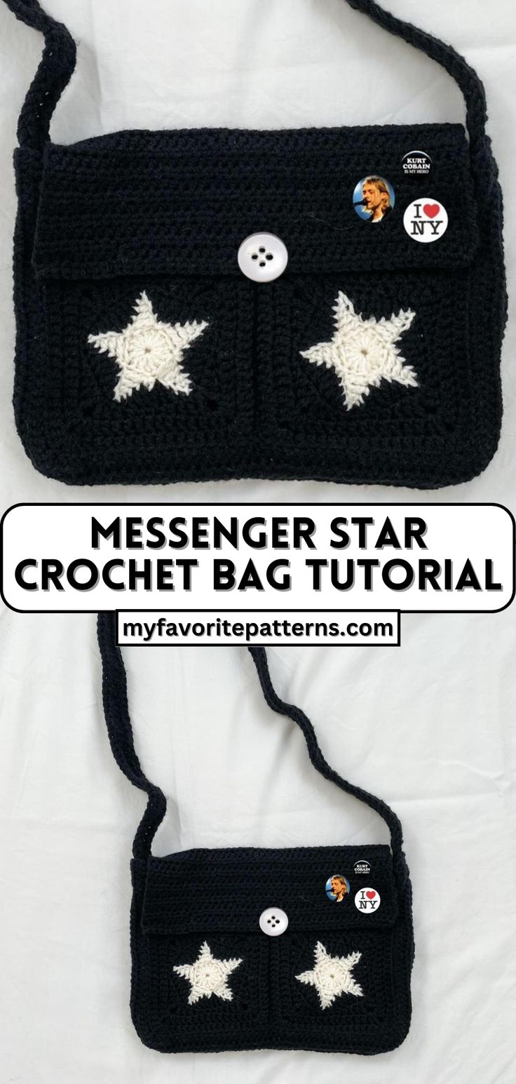 Messenger Star Crochet Bag Tutorial Simple Crochet Bag, Crochet Messenger Bag, Hairstyles Crochet, Messenger Bag Patterns, Tote Crochet, Messanger Bag, Hats Crochet, Gifts Crochet, Dolls Crochet