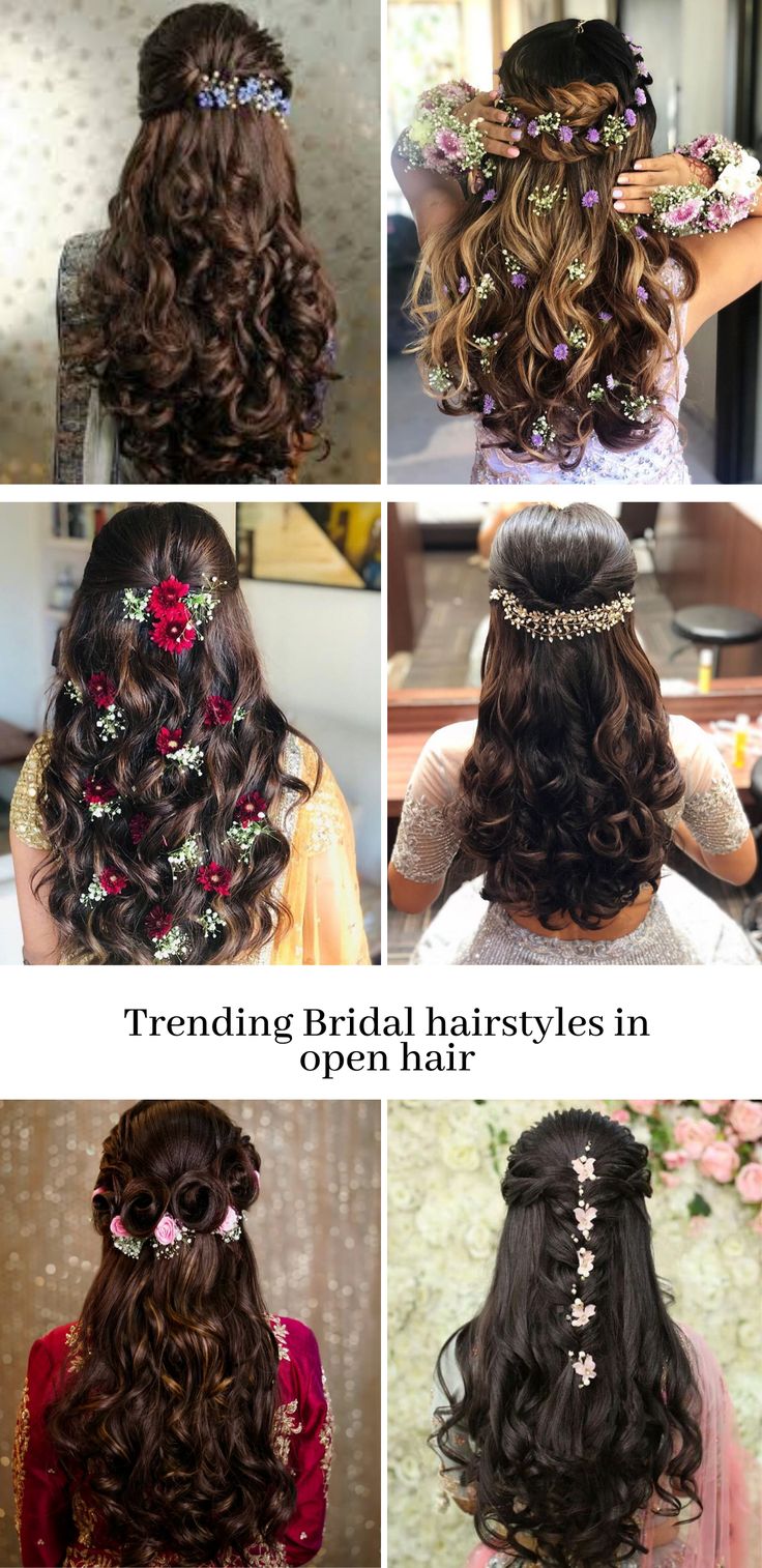 Hairstyles With Open Hair, Bride Hairstyles For Long Hair, Reception Hairstyles, Hairstyles For Brides, Hair Style On Saree, Open Hair, मेहंदी डिजाइन, Hair Style Vedio, Hairstyles Design