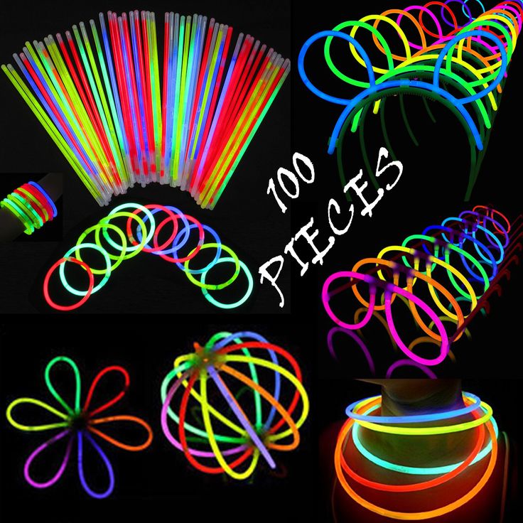 neon glow bracelets with various colors and sizes are shown in this collage photo