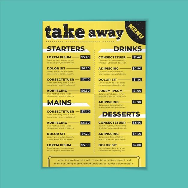 Take away restaurant menu template Free ... | Free Vector #Freepik #freevector #food #menu #template #restaurant Village Kitchen, Menu Design Layout, Free Menu Templates, Template Restaurant, Take Out Menu, Menu Layout, Menu Food, Food Menu Template, Menu Design Template