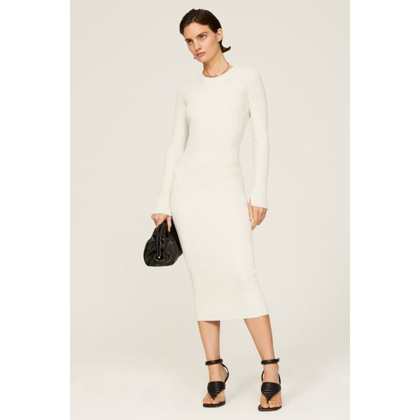 White knit (62% Viscose, 38% Nylon). Hourglass. Long sleeves. Crewneck. Pull on. 45" from shoulder to hemline. Imported. Rent The Runway, Closet Designs, All Saints, Dress White, Sweater Dress, Dresses For Work, White Dress, Long Sleeves, Crew Neck