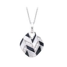 Chevron Pendant – Belle Étoile Jewelry Luxury Black Oval Necklaces, Elegant Black Enamel Pendant Necklace, Luxury Mother Of Pearl Formal Jewelry, Luxury Formal Mother Of Pearl Jewelry, Formal White Jewelry With Black Enamel, Elegant Black Enamel Jewelry For Wedding, Black High Luster Necklace For Formal Occasions, Formal Black High Luster Necklaces, Formal Black High Luster Necklace