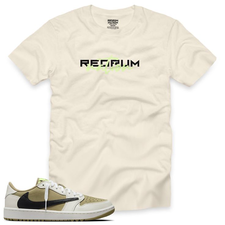 "This Neutral Olive 1 Redrum Nation V15 Tee is essential for any urban streetwear enthusiast. Show off your style in this premium 100% cotton tee, featuring a classic fit and natural/black/white short-sleeve design. Inspired by the \"NEUTRAL OLIVE\" 1s 2023. Get your true-to-size Redrum Nation T-shirt today.   (Sneakers not included)." Air Nike, All Jordans, Air Jordan 5 Retro, Air Jordan 5, Urban Streetwear, Bone White, Jordan 5, Street Wear Urban, Red Shorts