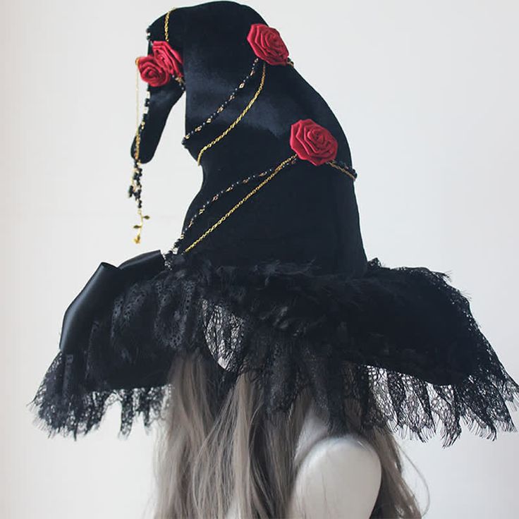 Black Witch Gothic Rose Decor Lace Hat Add a touch of elegant mystique to your attire with our Black Witch Gothic Rose Decor Lace Hat. Its intricate lace design and subtle rose embellishments create a bewitching statement piece. Perfect for adding a touch of dark romance to any outfit. Lace Hat, Dark Academia Clothing, Anime Lingerie, Aesthetic Dark Academia, Gothic Rose, Black Witch, Kawaii Dress, Rose Decor, Maid Dress