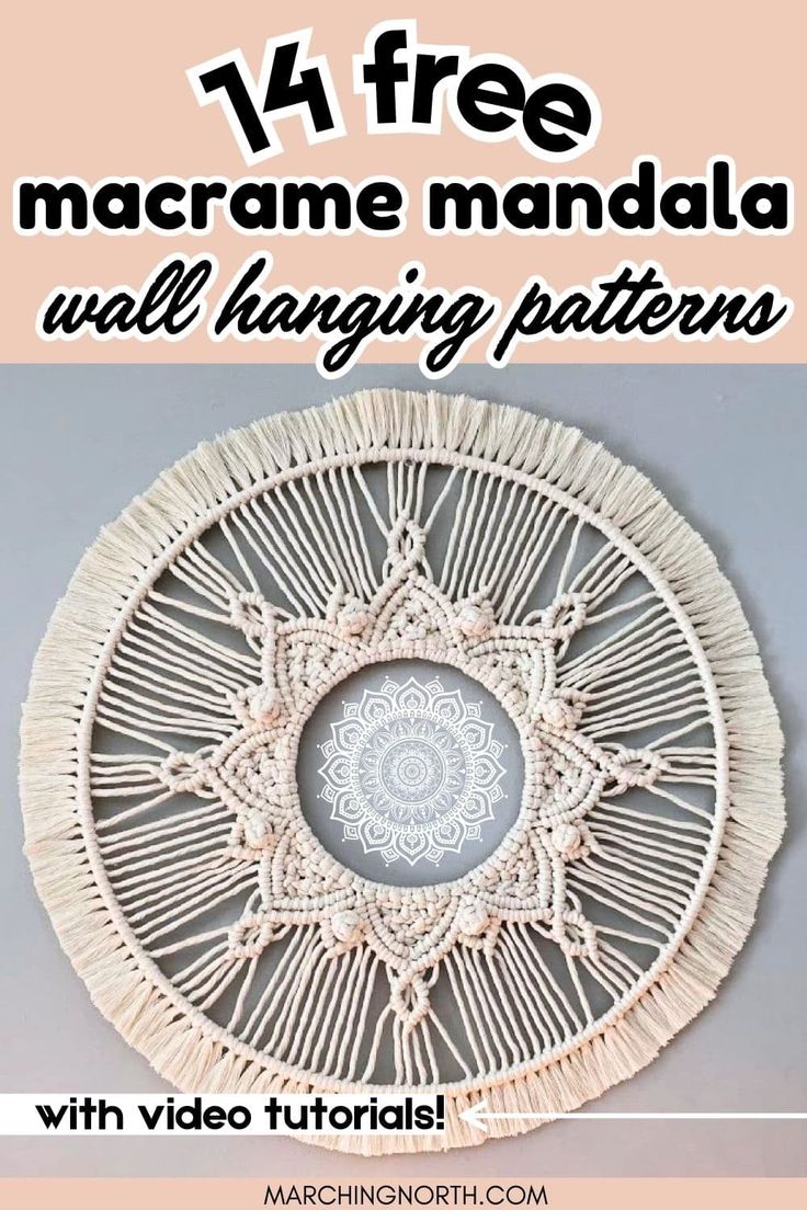 a white doily with text that reads, free macrame mandala wall hanging patterns