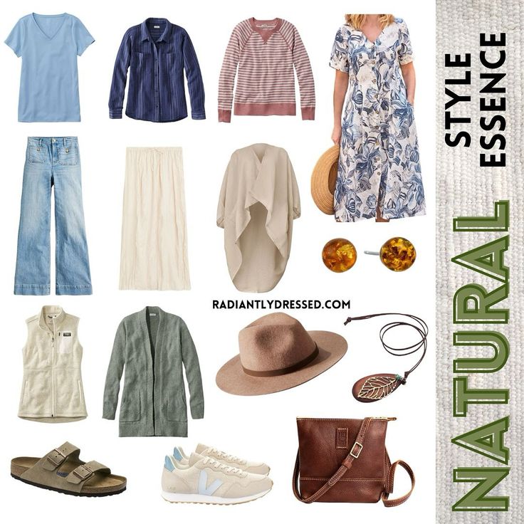 NATURAL STYLE ESSENCE 🌿 Natural style is characterized by the use of relaxed, comfortable clothing that emphasizes function and simplicity. It includes elements like long, straight shapes and oversized garments, often paired with natural, earthy colors. You might find yourself more at ease in casual clothing rather than formal or structured outfits. Comment “natural” to learn more. #natural #naturalstyle #naturalstyling #naturalessence #styleessence #styletype #earthy #bohostyle #sportyst... Casual Natural Outfits, Natural Style Essence Outfits, Structured Outfits, Radiant Woman, Style Essence, Natural Clothing, Organic Style, Color Analysis, Personal Brand