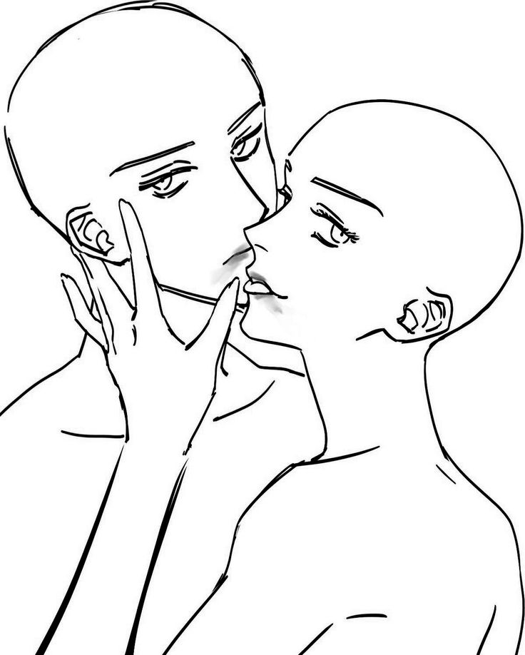 two people kissing each other with one holding his hand up to the other's face