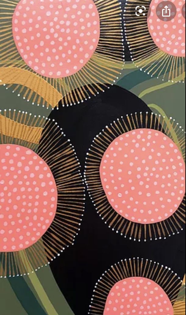 an abstract painting with circles and dots