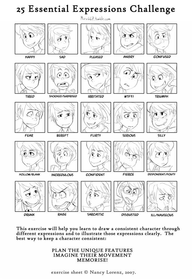 an animation poster with the instructions for how to draw expressions