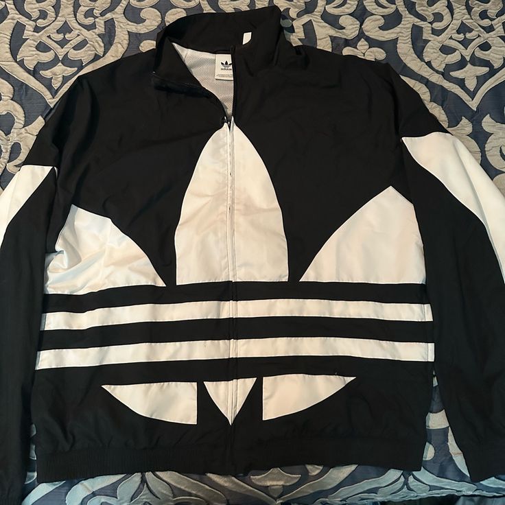 New, Never Used. Oversized White Windbreaker For Streetwear, Casual Oversized White Track Jacket, Adidas Black Windbreaker For Fall, Black Adidas Windbreaker For Fall, Adidas Urban Long Sleeve Windbreaker, Oversized White Long Sleeve Track Jacket, Adidas White Windbreaker For Fall, White Adidas Windbreaker For Fall, Adidas Long Sleeve Windbreaker For Fall