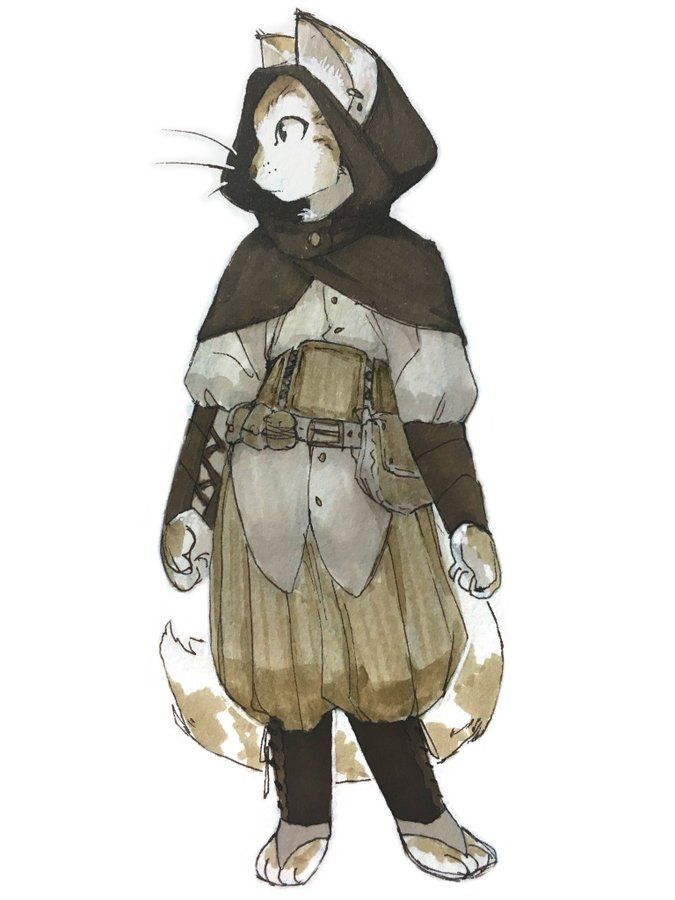 a drawing of a cat wearing a costume