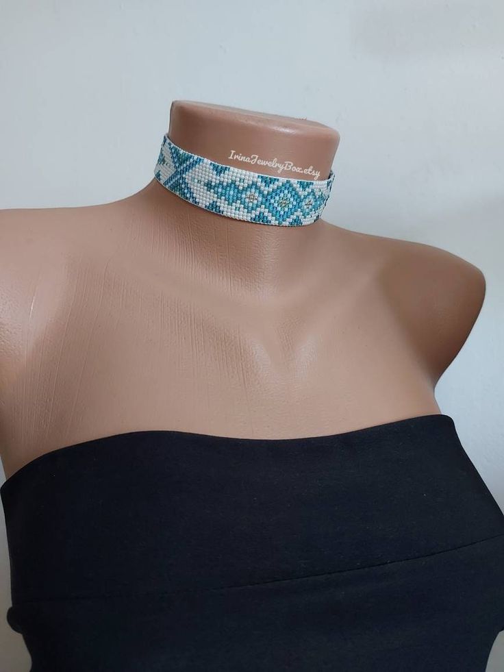 Loom Choker, Seed Bead Choker, Choker Handmade, Beadwork Necklace, Bead Choker, Bead Loom, Black Choker, Native American Fashion, Beaded Choker Necklace