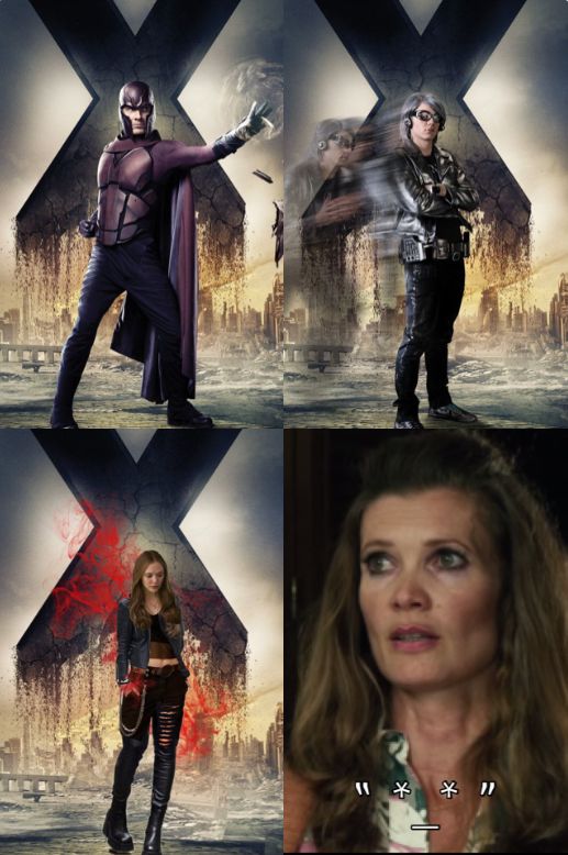 the poster for x - men days of future past is shown in three different frames