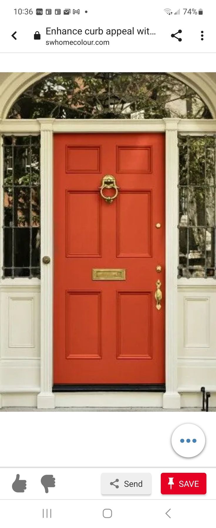 an orange front door with the words enhance curb appeal wit