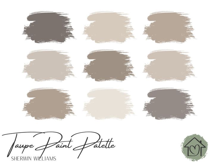 various shades of paint with the words taupe paint patte on top and bottom