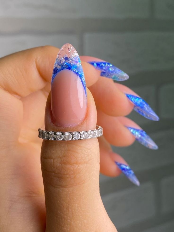 New Year Nails, Almond Nails Designs, Almond Acrylic Nails, Glass Nails, Strong Nails, Nails 2024, New Year's Nails, Cute Acrylic Nails, Blue Nails