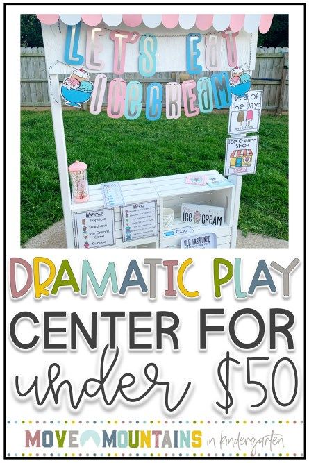 a sign that says dramatic play center for under $ 50