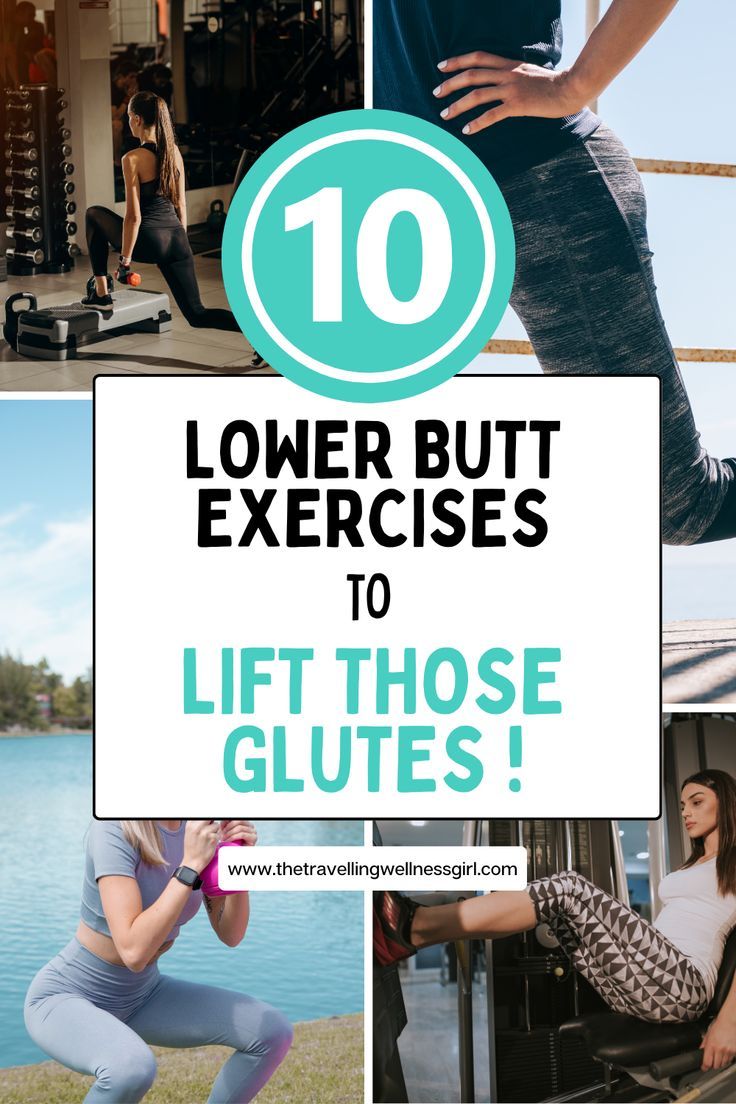 Pinterest pin showing a woman doing lower glute exercises during her booty workout Buns Workout Glutes, Basic Glute Workout, 30 Day Glute Challenge Results, Grow Bigger Glutes, Best Workout For Glutes, Glute Workout Free Weights, How To Build Lower Glutes, Effective Glute Workout Home, Glute Toning Exercises