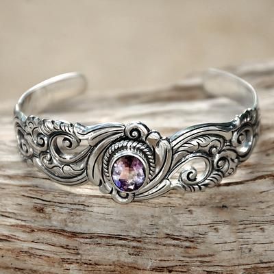 Spread Happiness! Silver And Amethyst Bracelets, Luxury Elegant Amethyst Cuff Bracelet, Beautiful Bracelet Novica, Witchy Rings, Silver Earrings Outfit, Silver Bracelet Stack, Turquoise Necklaces, Flatware Jewelry, Hammered Silver Jewelry