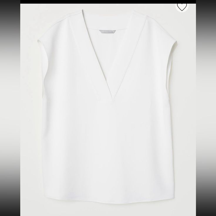 A Brand New With Tags Attached Blouse From H&M. In Perfect Condition, No Flaws. All Items Come From A Smoke Free Home. White V-neck Top For Spring Workwear, H&m Short Sleeve Work Tops, H&m Short Sleeve Tops For Work, H&m Blouse For Summer Workwear, H&m Summer Workwear Tops, H&m Summer Tops For Work, White Sleeveless Office Blouse, White Sleeveless Blouse For Office, H&m Office Tops For Spring