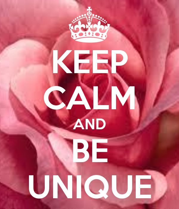 a pink rose with the words keep calm and be unique