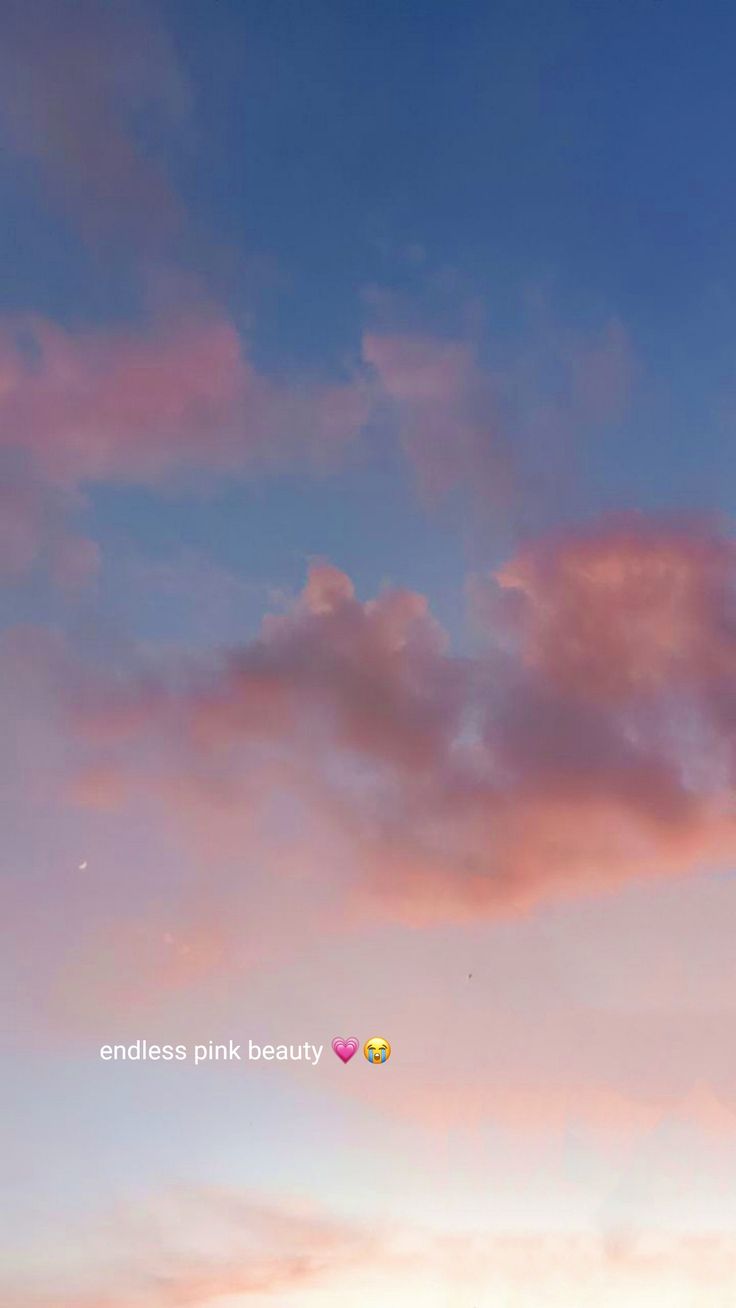 an airplane is flying in the sky with pink and blue clouds behind it that reads endless pink beauty