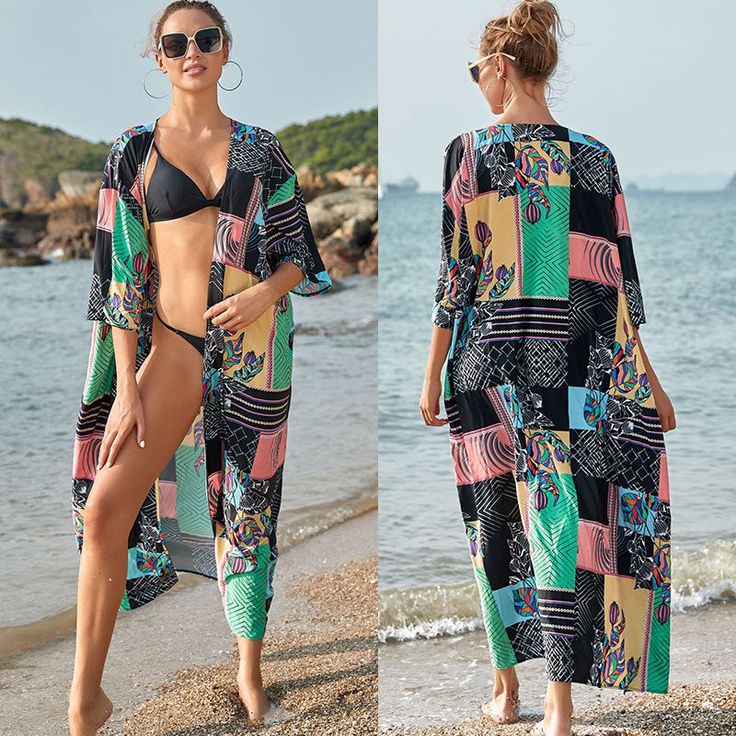 Composition: Cotton Applicable scene: swimming and wading size: one size Length: 135cm Shoulder width: 62cm Chest circumference: Unlimited Sleeve length: 32cm window.adminAccountId=231682166; Printed Long Sleeve Cardigan For Vacation, Black Long Sleeve Summer Cover-up, Casual Multicolor Cardigan For The Beach, Open Front Printed Cardigan For Beach, Beach Cardigan With Open Front And Printed Design, Beach Printed Open Front Cardigan, Bohemian Black Outerwear For Vacation, Black Bohemian Outerwear For Vacation, Long Sleeve Summer Beach Cardigan