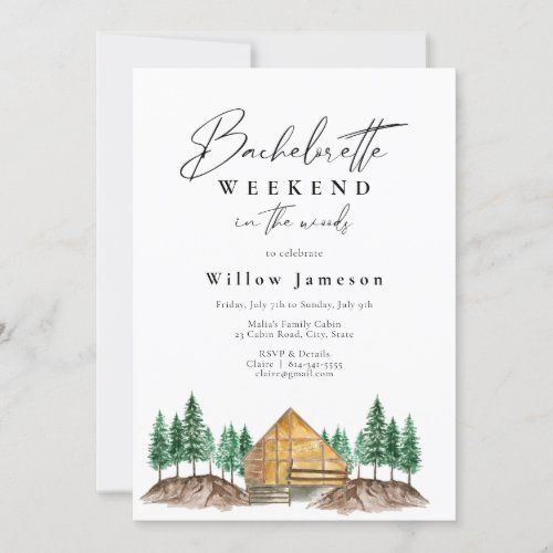 the rustic cabin bridals weekend party card